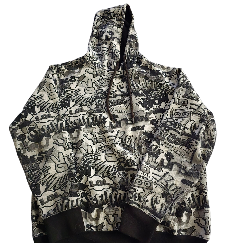 Super Massive Pull Over Hoodie Comic-Style Graffiti Print/Street Art Mens Medium - Picture 3 of 9
